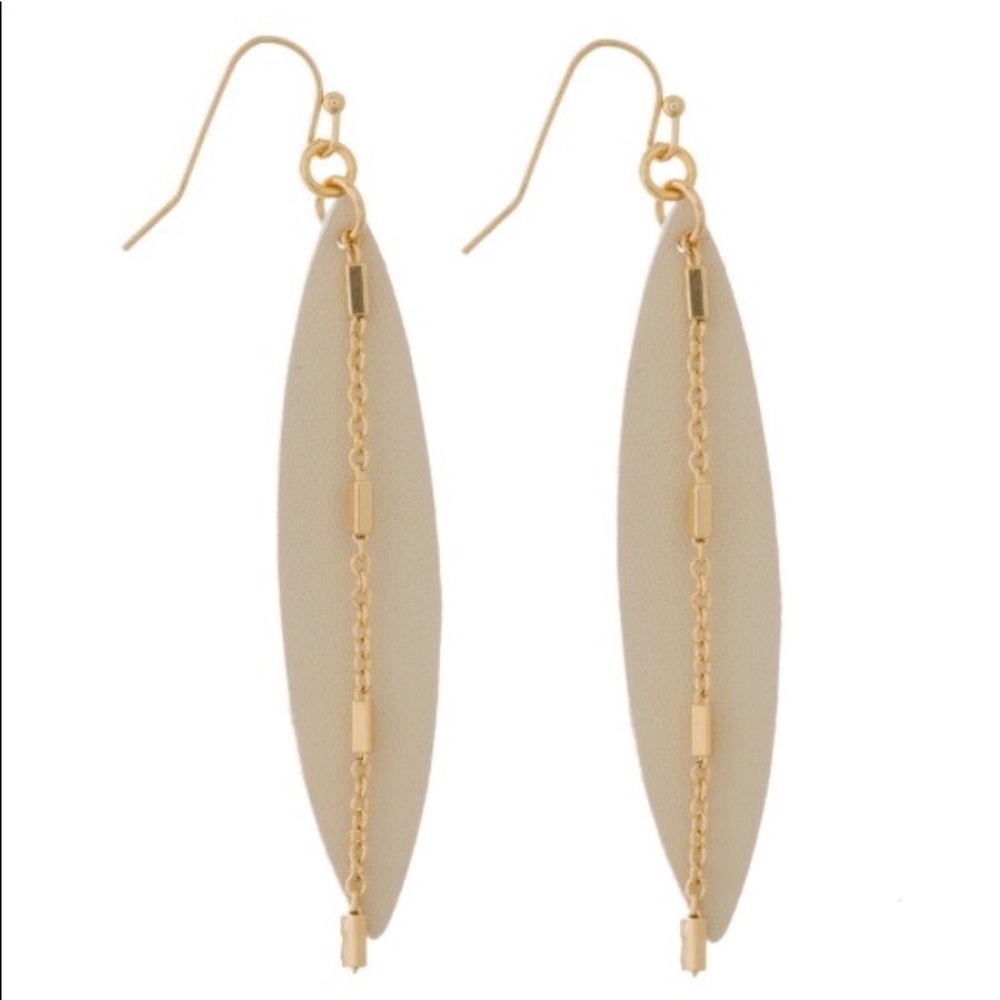 Tell Your Tale Leather & Gold Boho Earrings NWT